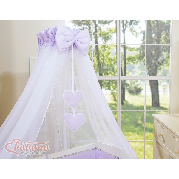 Lit Cododo avec Ciel Matelas et Linge Complet Lila Cœurs