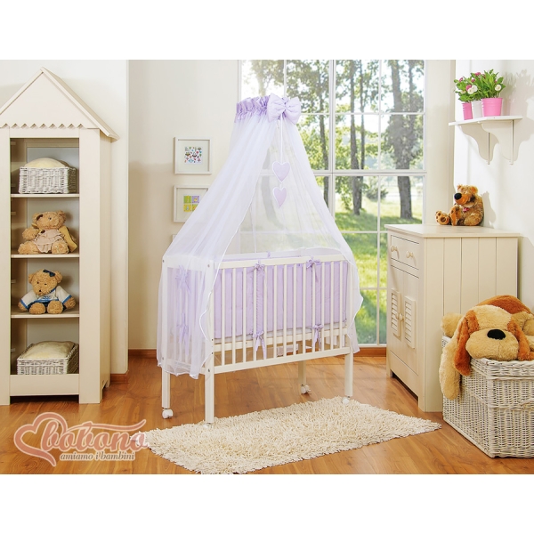 Lit Cododo avec Ciel Matelas et Linge Complet Lila Cœurs