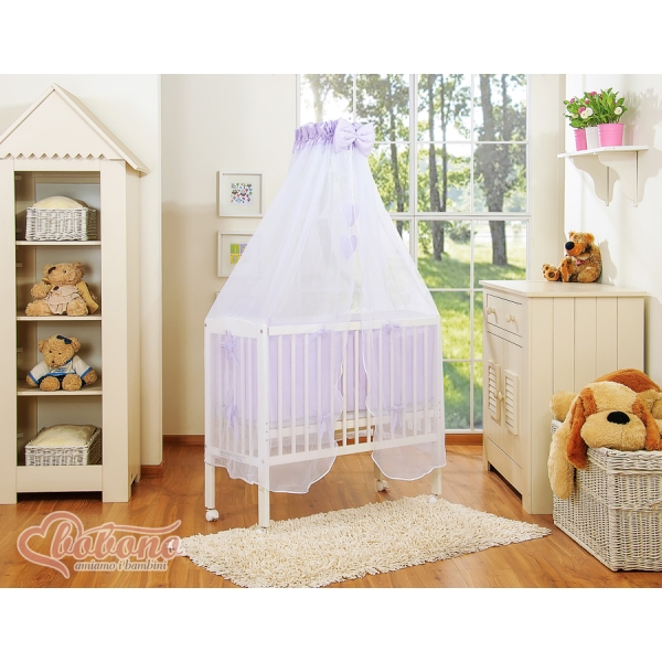 Lit Cododo avec Ciel Matelas et Linge Complet Lila Cœurs