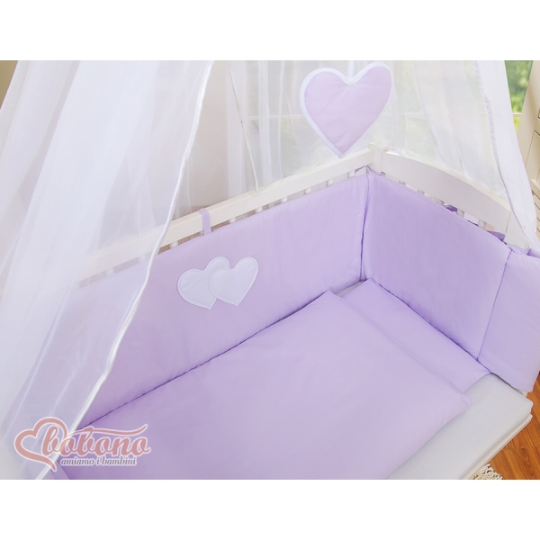 Lit Cododo avec Ciel Matelas et Linge Complet Lila Cœurs