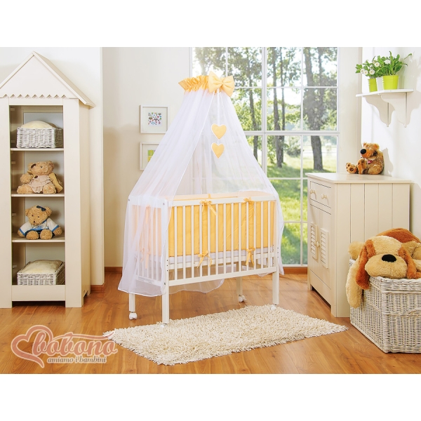 Lit Cododo avec Ciel Matelas et Linge Complet Pêche Cœurs