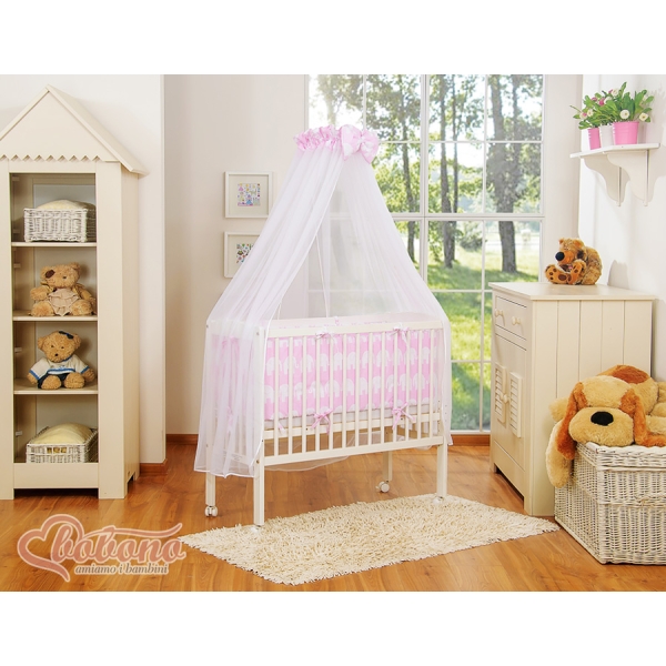 Lit Cododo avec Ciel Matelas et Linge Complet Rose