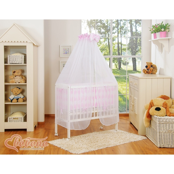 Lit Cododo avec Ciel Matelas et Linge Complet Rose