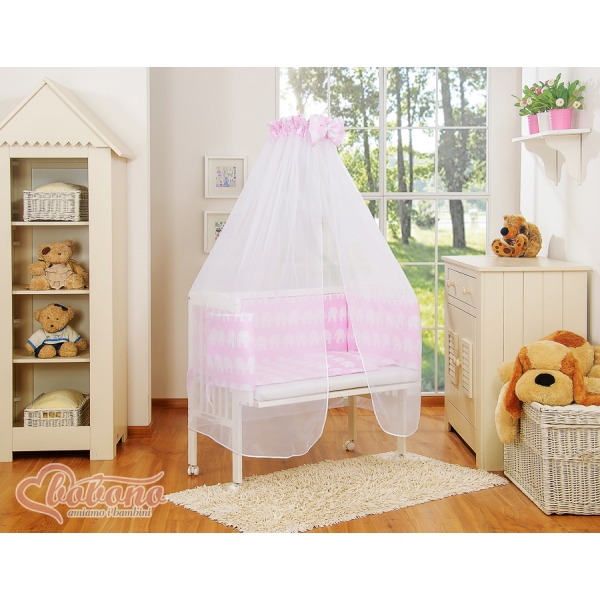 Lit Cododo avec Ciel Matelas et Linge Complet Rose