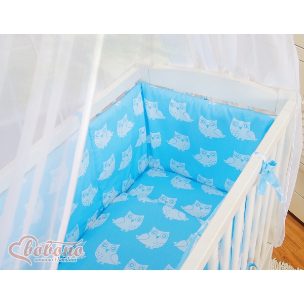 Lit de Cododo avec Linge Complet Bleu Hiboux