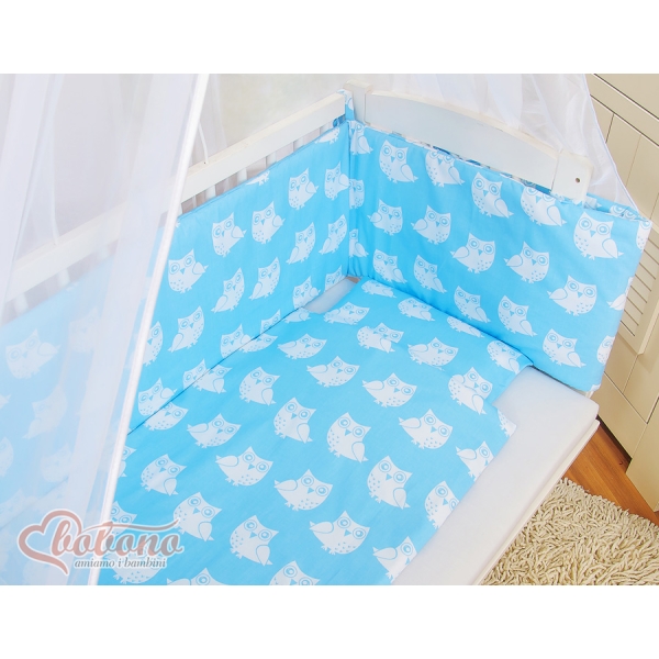 Lit de Cododo avec Linge Complet Bleu Hiboux