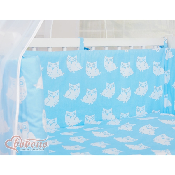 Lit de Cododo avec Linge Complet Bleu Hiboux