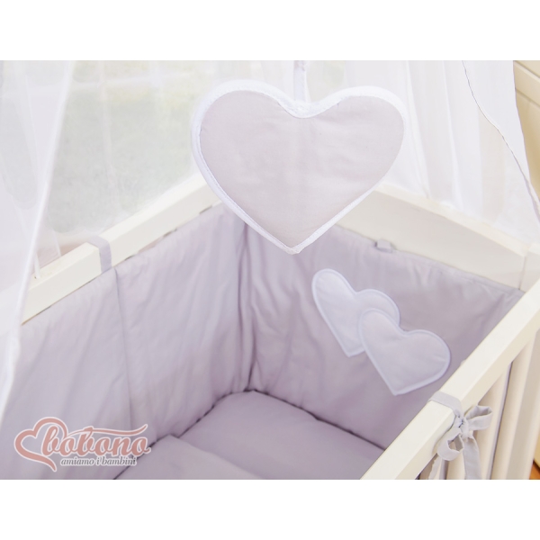 Lit de Cododo avec Linge Complet Gris Cœurs