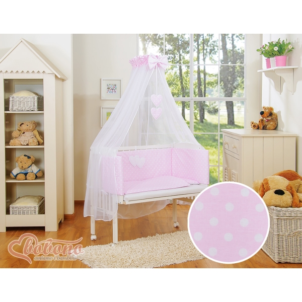 Lit de Cododo avec Linge Complet Rose à Pois Cœurs