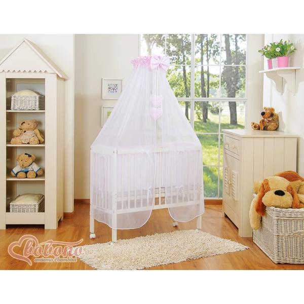 Lit de Cododo avec Linge Complet Rose à Pois Cœurs