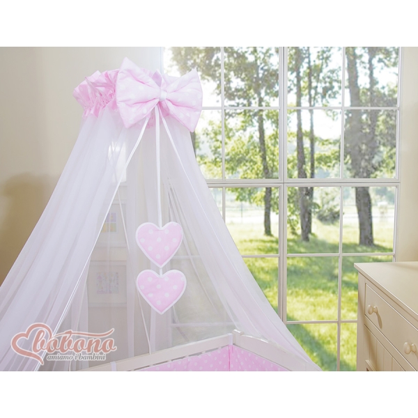 Lit de Cododo avec Linge Complet Rose à Pois Cœurs