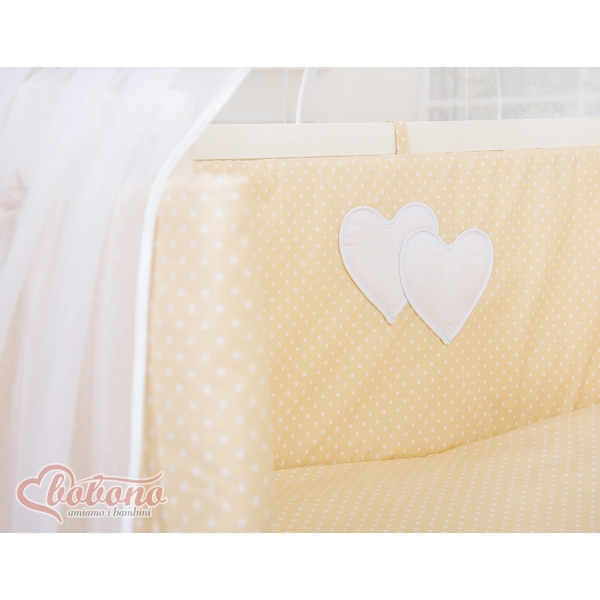 Lit de Cododo avec Matelas et Ensemble de Linge de Lit Beige à Pois Cœurs