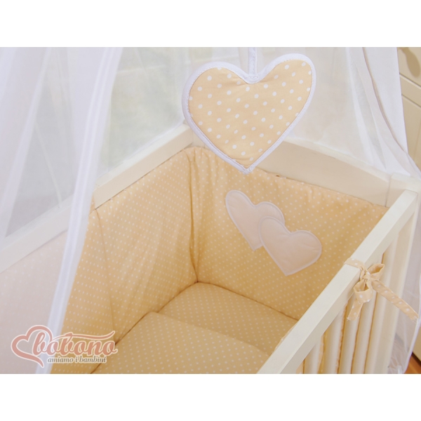 Lit de Cododo avec Matelas et Ensemble de Linge de Lit Beige à Pois Cœurs