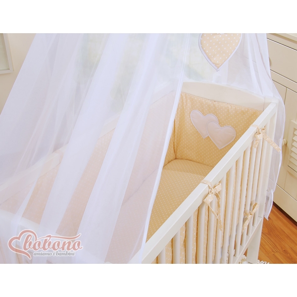 Lit de Cododo avec Matelas et Ensemble de Linge de Lit Beige à Pois Cœurs