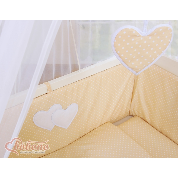 Lit de Cododo avec Matelas et Ensemble de Linge de Lit Beige à Pois Cœurs