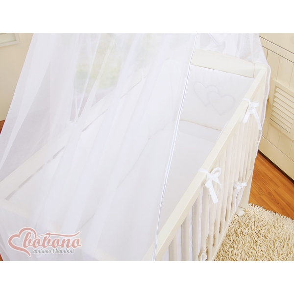 Lit de Cododo avec Matelas et Ensemble de Linge de Lit Blanc Cœurs