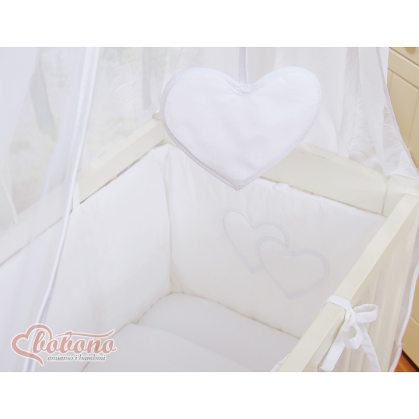 Lit de Cododo avec Matelas et Ensemble de Linge de Lit Blanc Cœurs