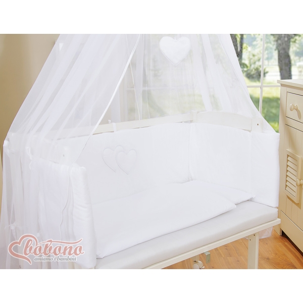 Lit de Cododo avec Matelas et Ensemble de Linge de Lit Blanc Cœurs