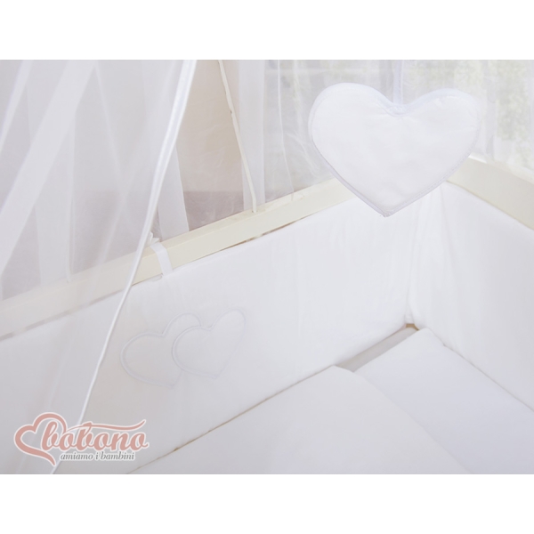 Lit de Cododo avec Matelas et Ensemble de Linge de Lit Blanc Cœurs