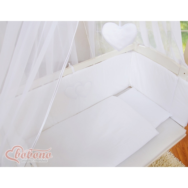 Lit de Cododo avec Matelas et Ensemble de Linge de Lit Blanc Cœurs