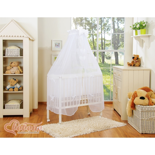 Lit de Cododo avec Matelas et Ensemble de Linge de Lit Blanc Cœurs