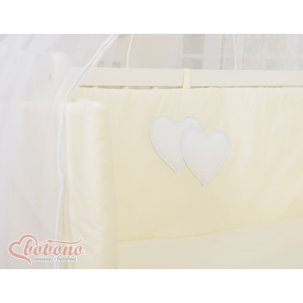 Lit de Cododo avec Matelas et Ensemble de Linge de Lit Crème Cœurs