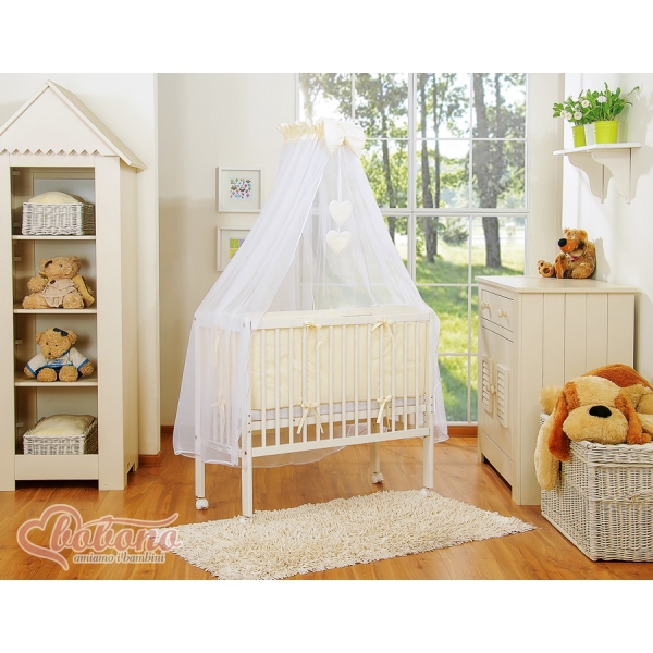 Lit de Cododo avec Matelas et Ensemble de Linge de Lit Crème Cœurs