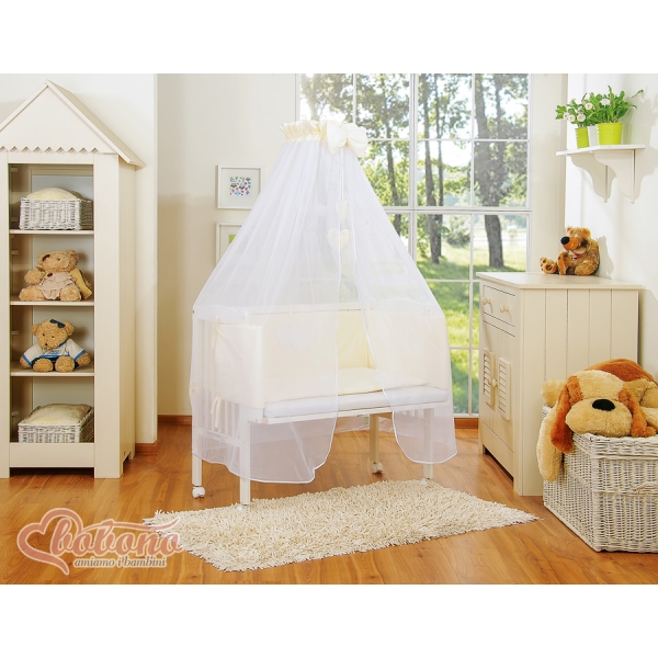 Lit de Cododo avec Matelas et Ensemble de Linge de Lit Crème Cœurs
