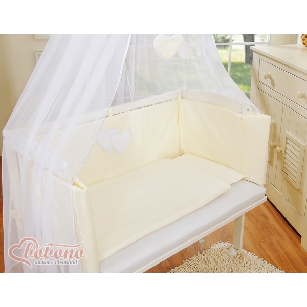 Lit de Cododo avec Matelas et Ensemble de Linge de Lit Crème Cœurs