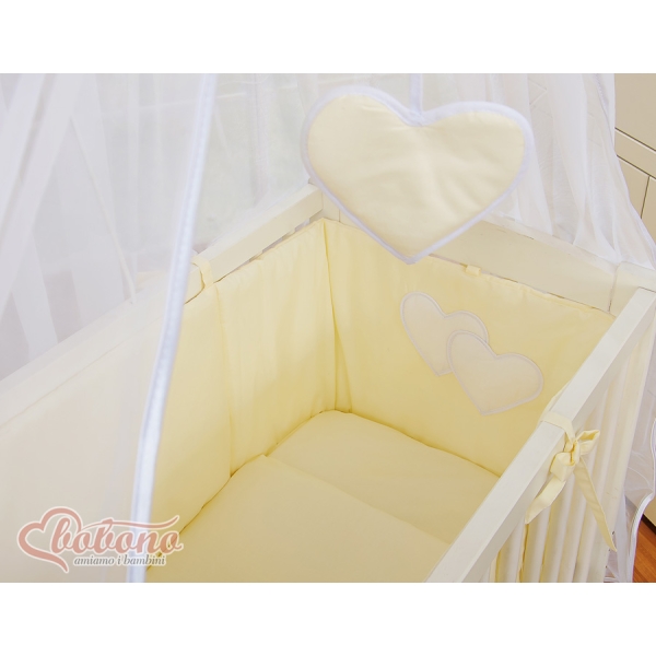 Lit de Cododo avec Matelas et Ensemble de Linge de Lit Crème Cœurs