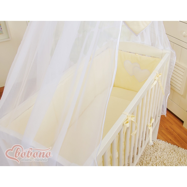Lit de Cododo avec Matelas et Ensemble de Linge de Lit Crème Cœurs