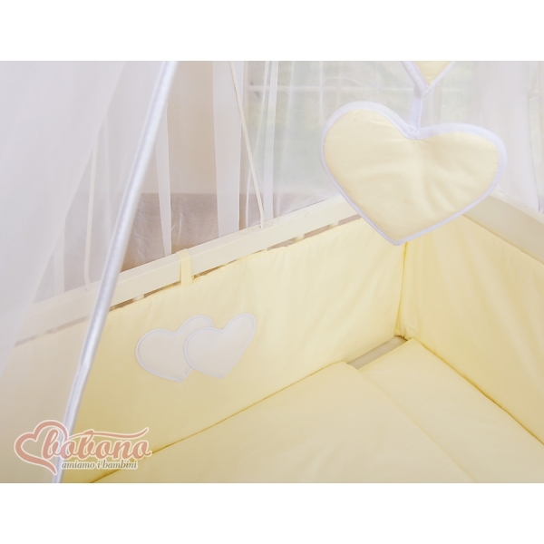 Lit de Cododo avec Matelas et Ensemble de Linge de Lit Crème Cœurs