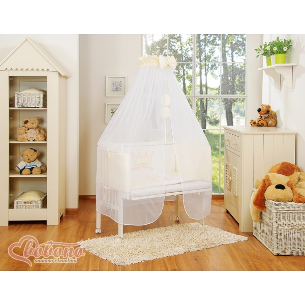 Lit de Cododo avec Matelas et Ensemble de Linge de Lit Crème Prince / Princess