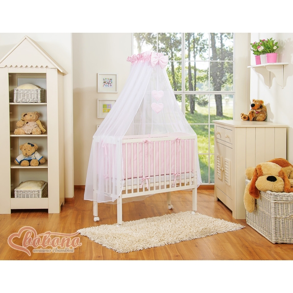 Lit de Cododo avec Matelas et Ensemble de Linge de Lit Rose Cœurs