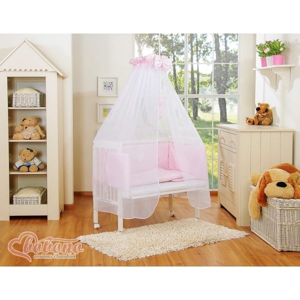 Lit de Cododo avec Matelas et Ensemble de Linge de Lit Rose Cœurs