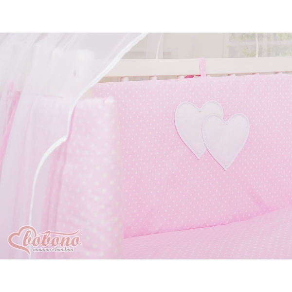 Lit de Cododo avec Matelas et Ensemble de Linge de Lit Rose Cœurs