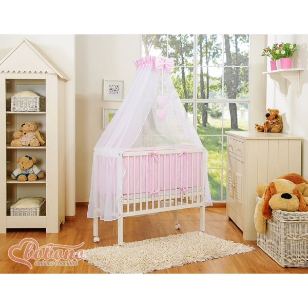 Lit de Cododo avec Matelas et Ensemble de Linge de Lit Rose Cœurs