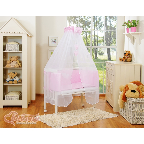 Lit de Cododo avec Matelas et Ensemble de Linge de Lit Rose Cœurs
