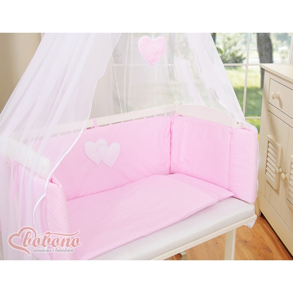 Lit de Cododo avec Matelas et Ensemble de Linge de Lit Rose Cœurs