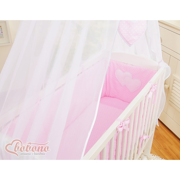 Lit de Cododo avec Matelas et Ensemble de Linge de Lit Rose Cœurs