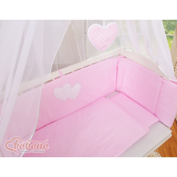 Lit de Cododo avec Matelas et Ensemble de Linge de Lit Rose Cœurs