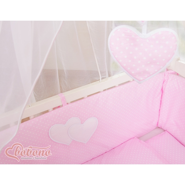 Lit de Cododo avec Matelas et Ensemble de Linge de Lit Rose Cœurs