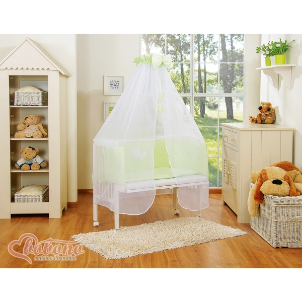 Lit de Cododo avec Matelas et Ensemble de Linge de Lit Vert Cœurs