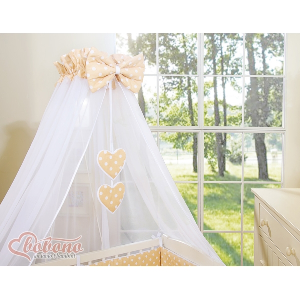 Lit de Cododo avec Textile Complet Beige à Pois Cœurs