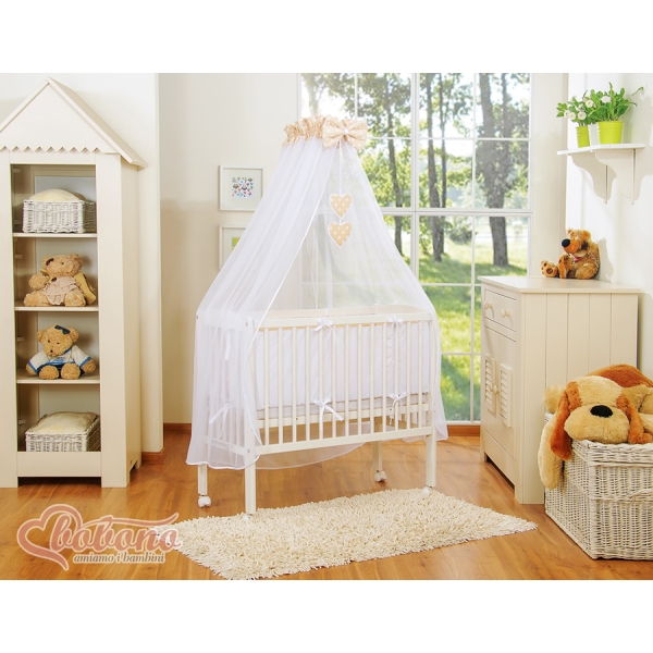 Lit de Cododo avec Textile Complet Beige à Pois Cœurs