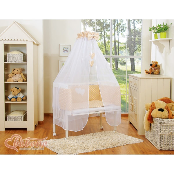 Lit de Cododo avec Textile Complet Beige à Pois Cœurs