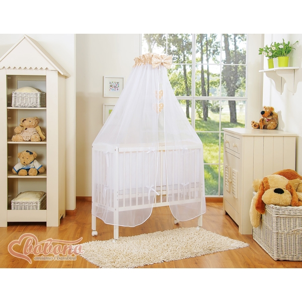 Lit de Cododo avec Textile Complet Beige à Pois Cœurs