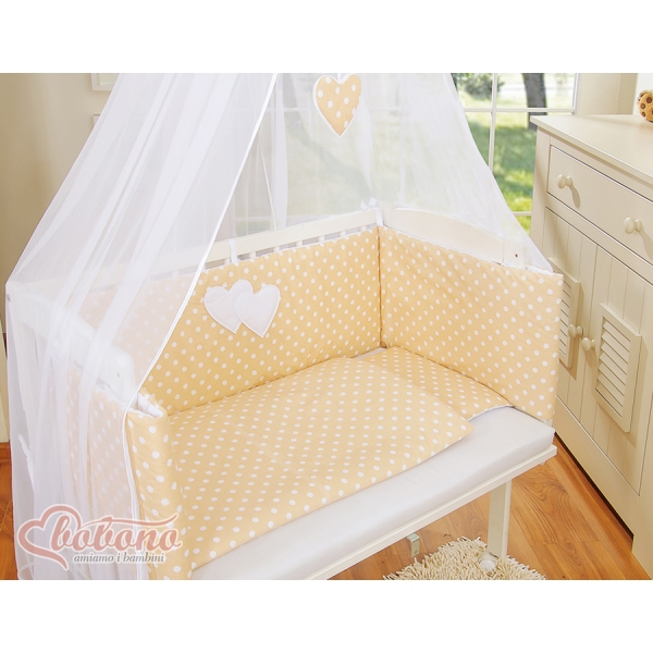 Lit de Cododo avec Textile Complet Beige à Pois Cœurs