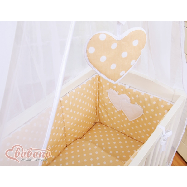 Lit de Cododo avec Textile Complet Beige à Pois Cœurs
