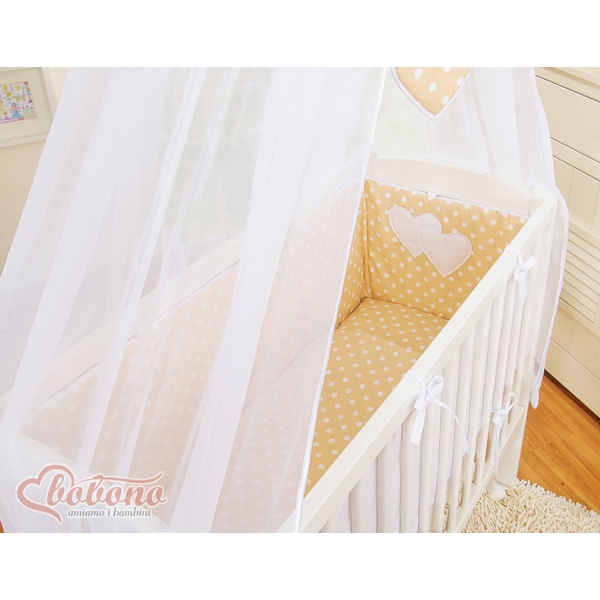 Lit de Cododo avec Textile Complet Beige à Pois Cœurs